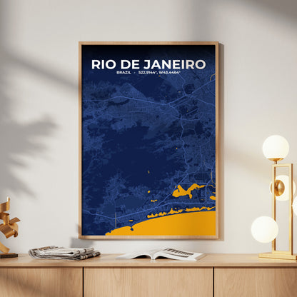 Rio de Janeiro Ink Map Poster