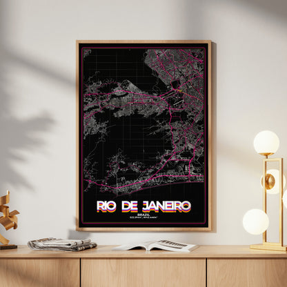 Rio de Janeiro Retro Map Poster