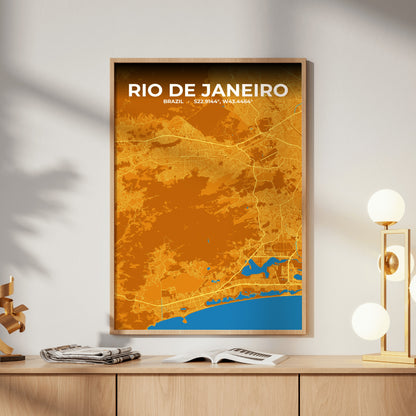 Rio de Janeiro Scorch Map Poster