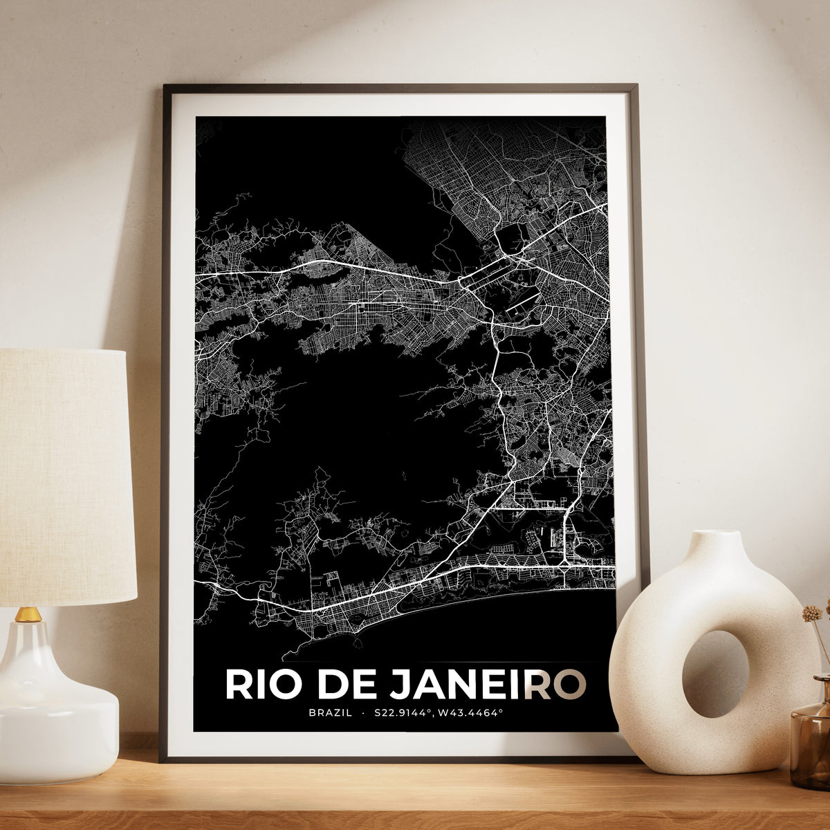 Rio de Janeiro Elegant Map Poster