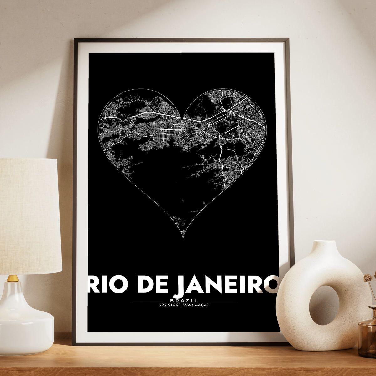 Rio de Janeiro Heart Map Poster