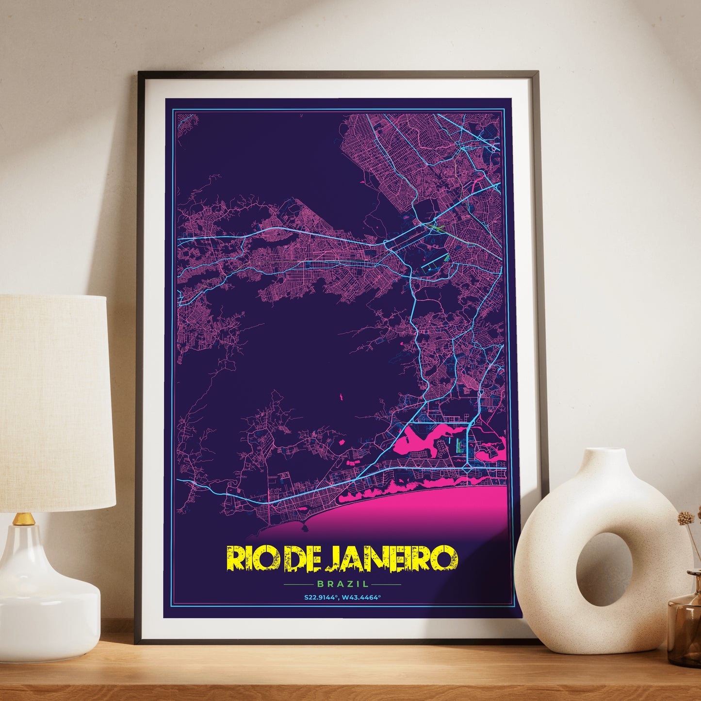 Rio de Janeiro Cyberpunk Map Poster