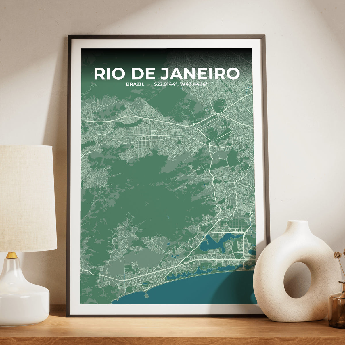 Rio de Janeiro Mist Map Poster