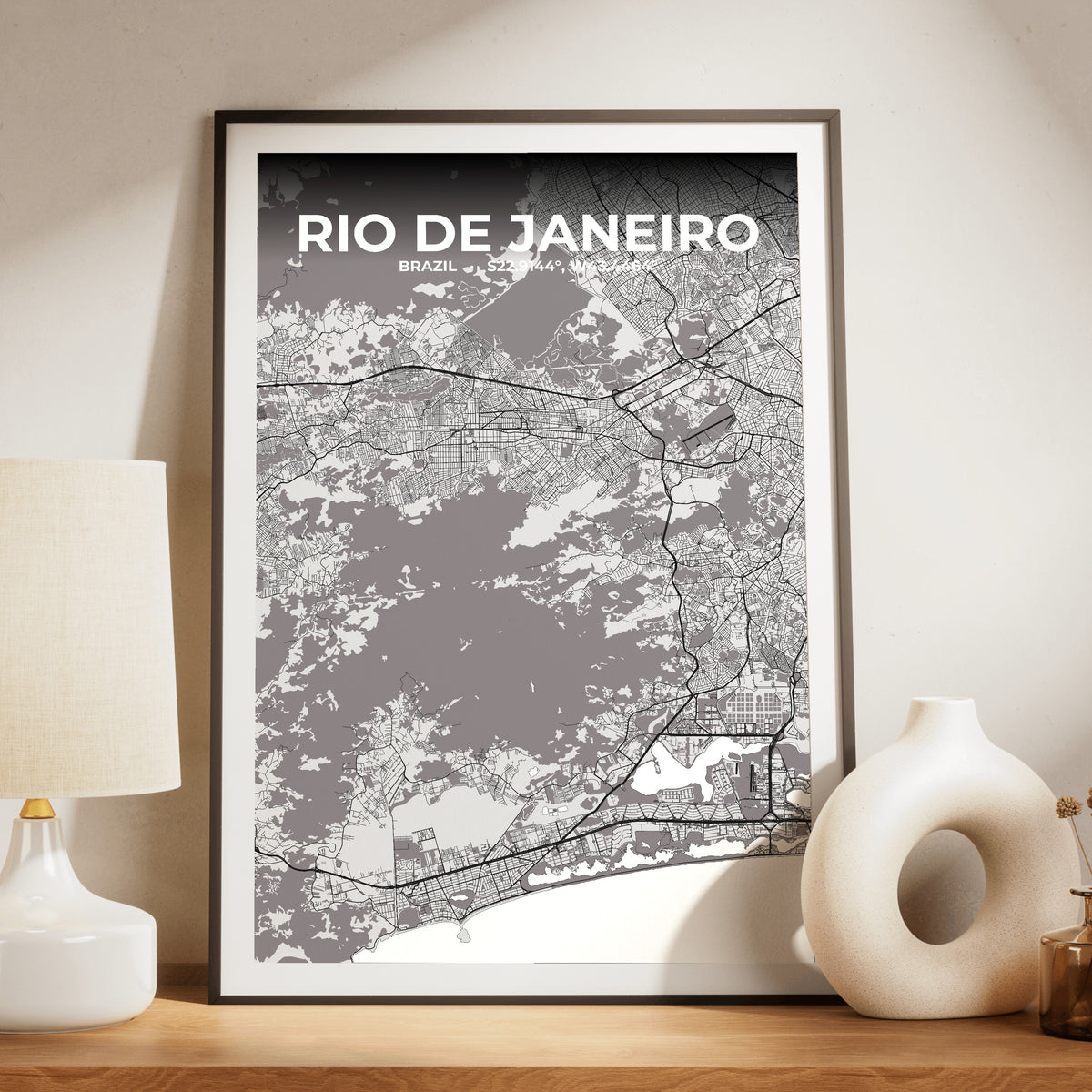 Rio de Janeiro Ash Map Poster
