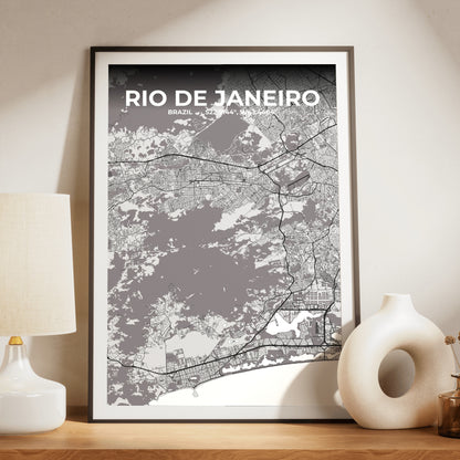 Rio de Janeiro Ash Map Poster