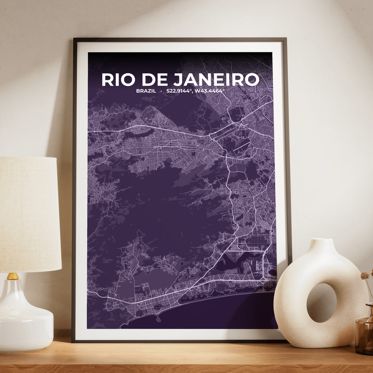 Rio de Janeiro Dusk Map Poster