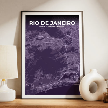 Rio de Janeiro Dusk Map Poster
