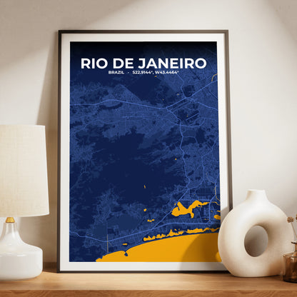 Rio de Janeiro Ink Map Poster