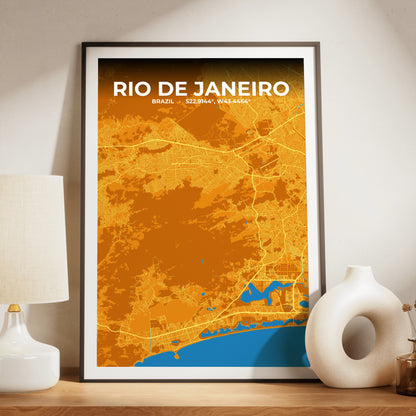 Rio de Janeiro Scorch Map Poster