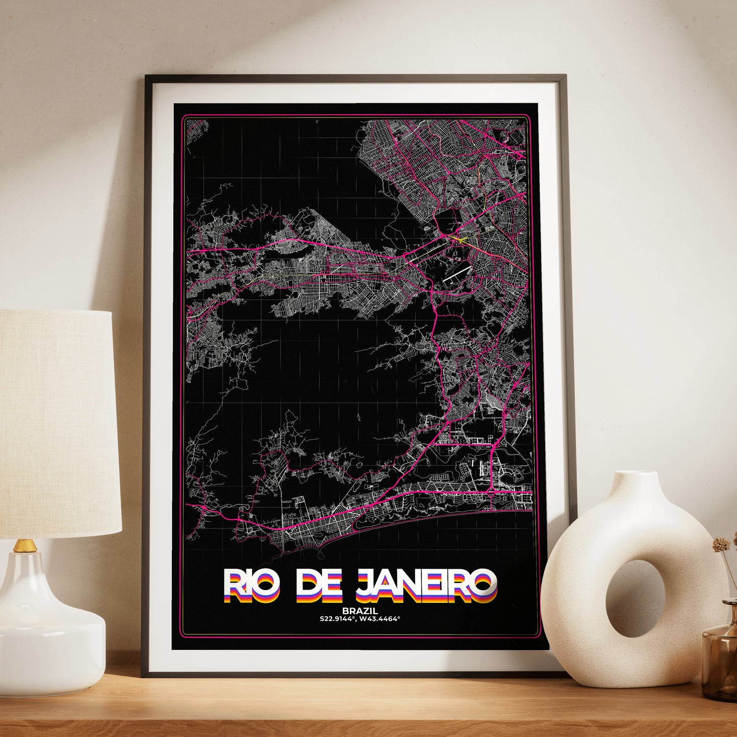 Rio de Janeiro Retro Map Poster
