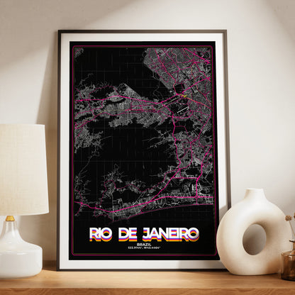 Rio de Janeiro Retro Map Poster