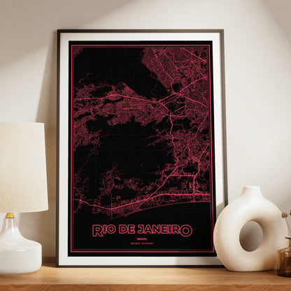 Rio de Janeiro Phosphor Map Poster - System Alert