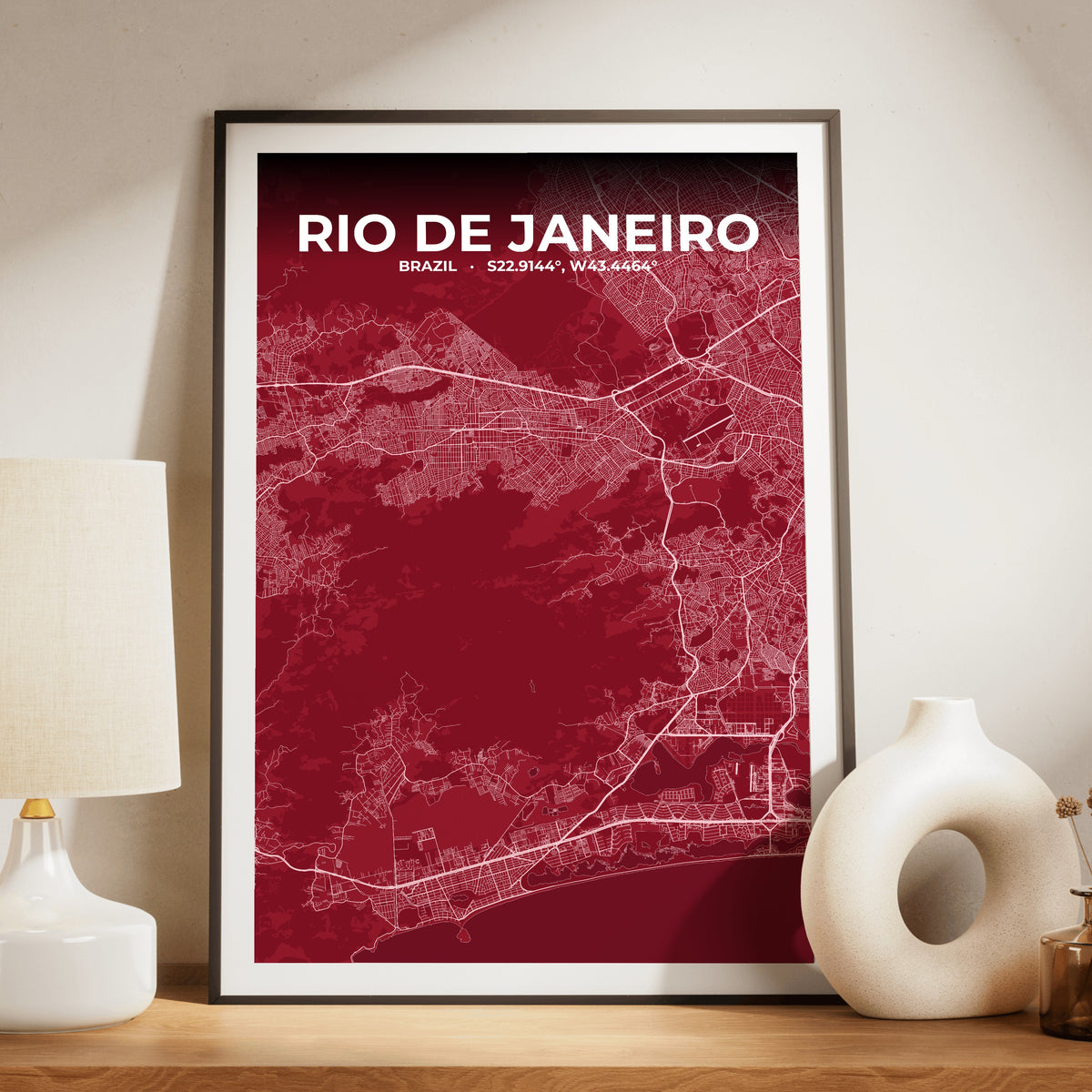 Rio de Janeiro Garnet Map Poster