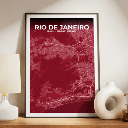Rio de Janeiro Garnet Map Poster