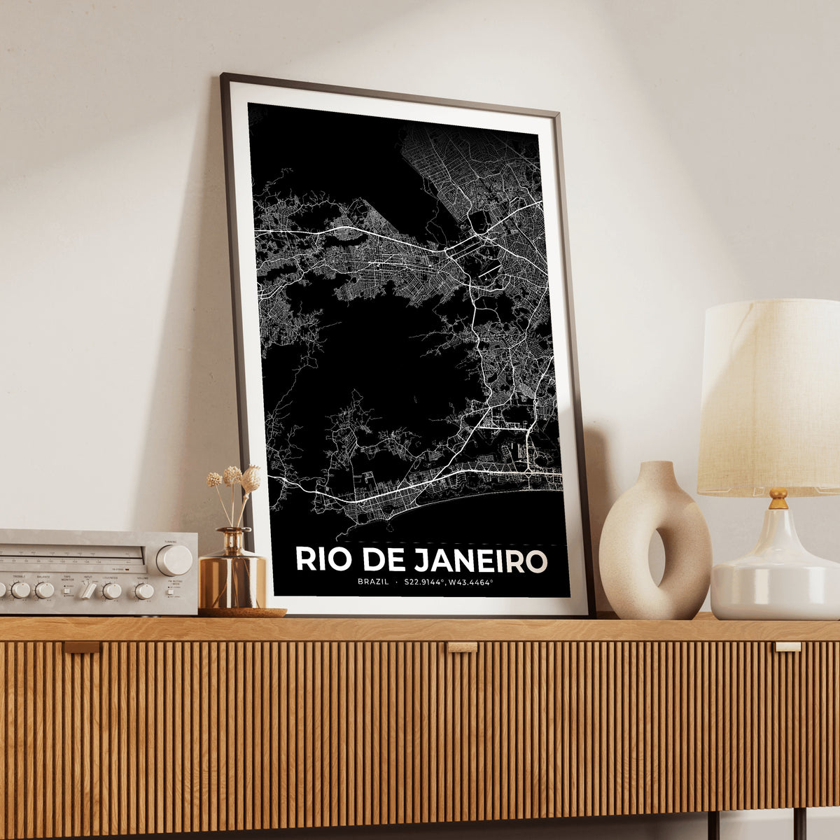 Rio de Janeiro Elegant Map Poster