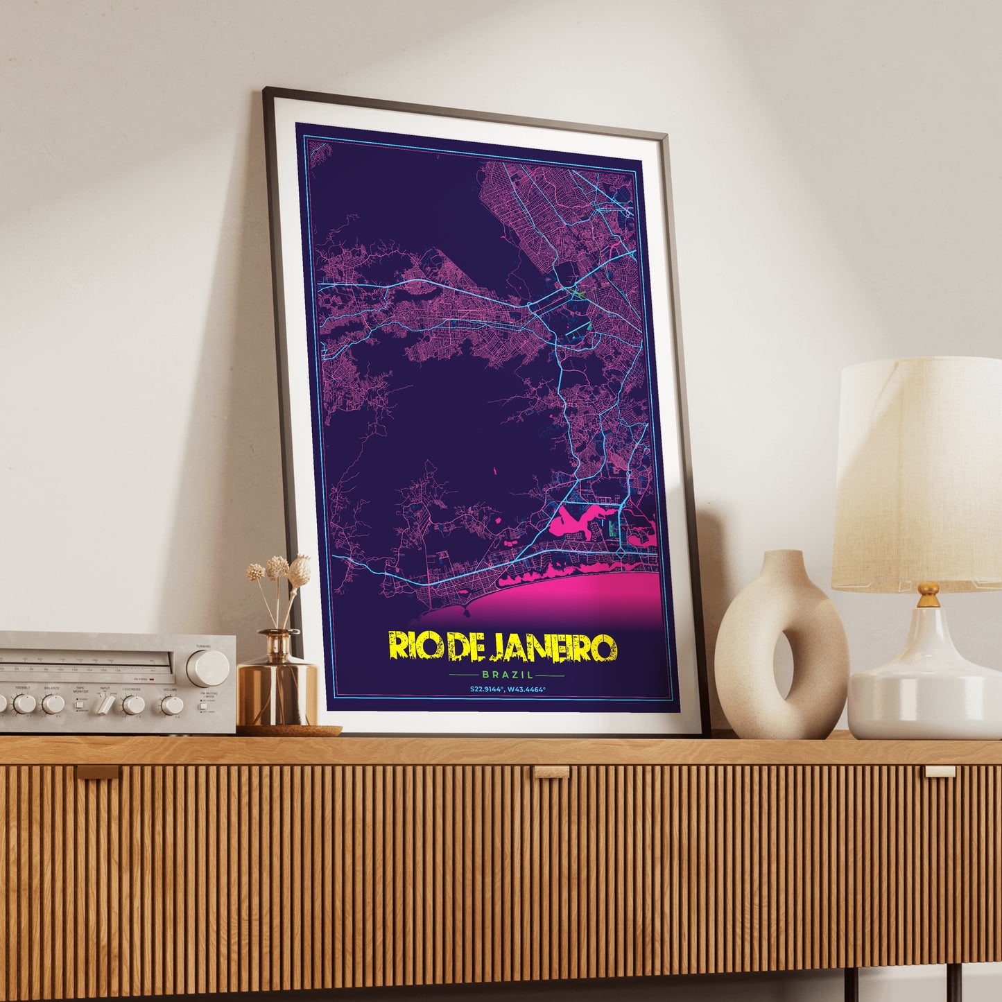 Rio de Janeiro Cyberpunk Map Poster