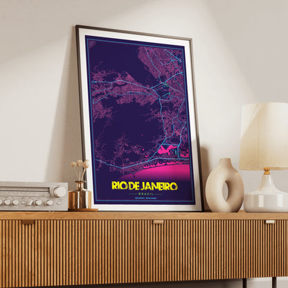 Rio de Janeiro Cyberpunk Map Poster