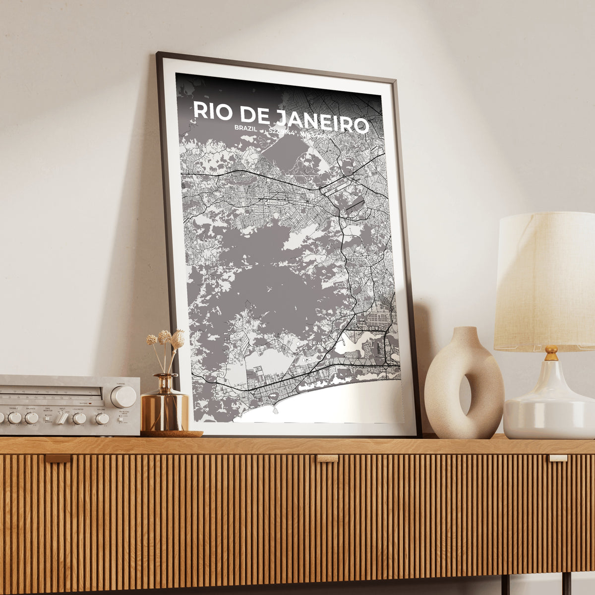 Rio de Janeiro Ash Map Poster