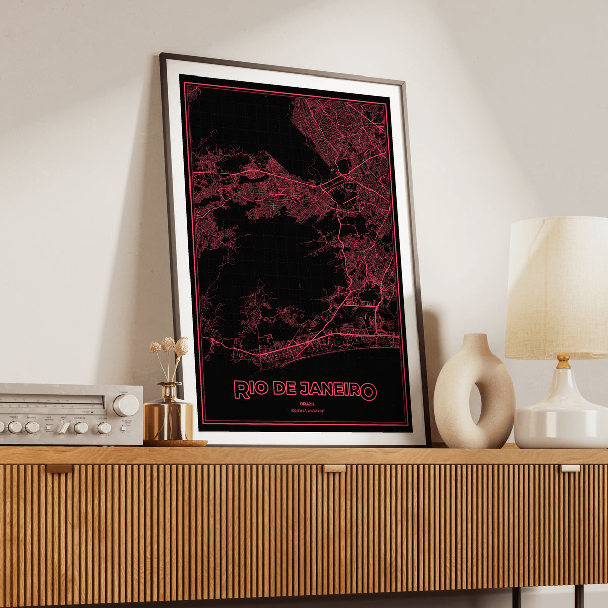 Rio de Janeiro Phosphor Map Poster - System Alert