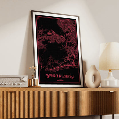 Rio de Janeiro Phosphor Map Poster - System Alert