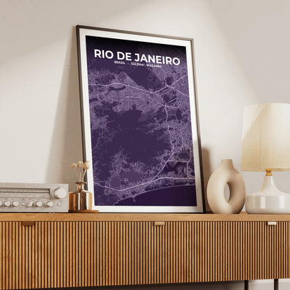 Rio de Janeiro Dusk Map Poster