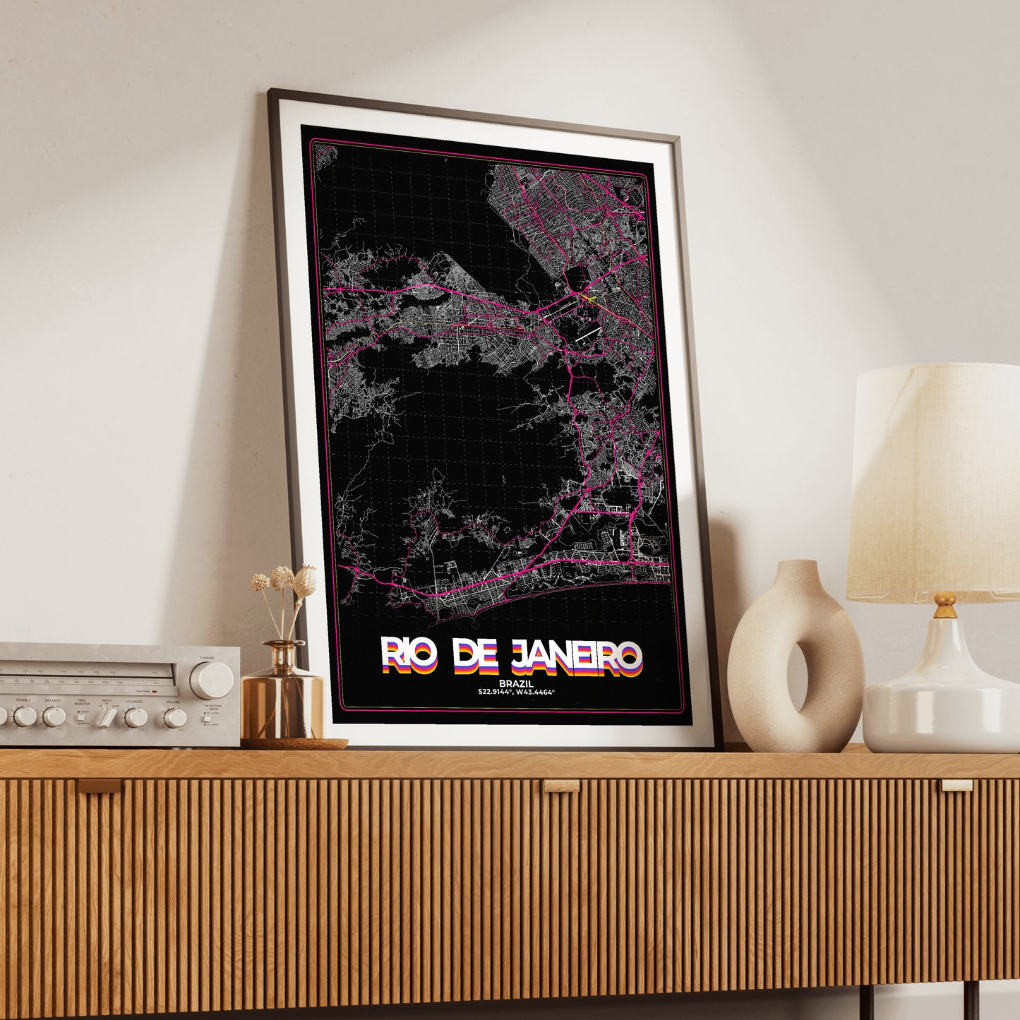 Rio de Janeiro Retro Map Poster
