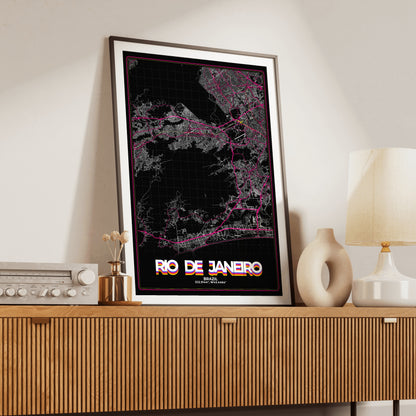 Rio de Janeiro Retro Map Poster
