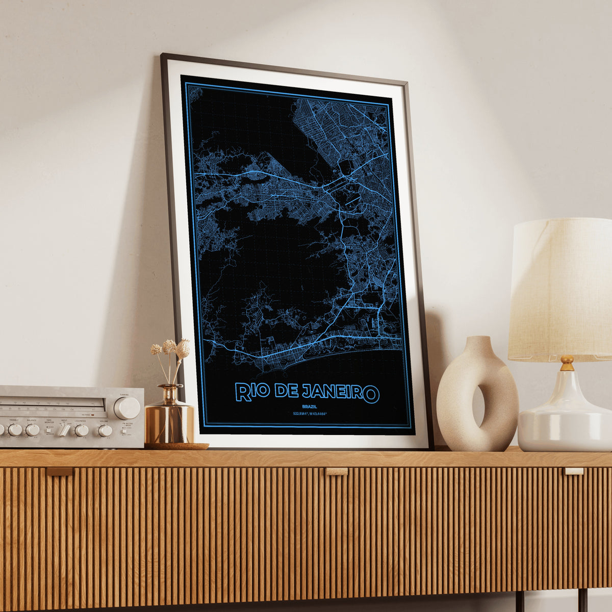 Rio de Janeiro Phosphor Map Poster - IBM Blue