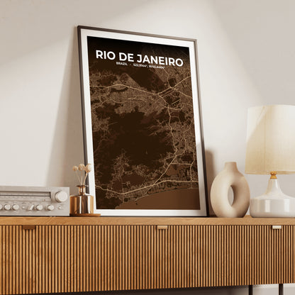 Rio de Janeiro Plum Map Poster