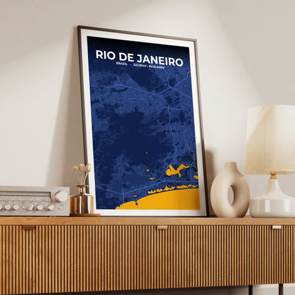 Rio de Janeiro Ink Map Poster