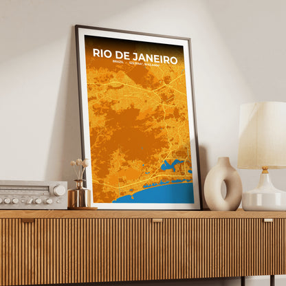 Rio de Janeiro Scorch Map Poster