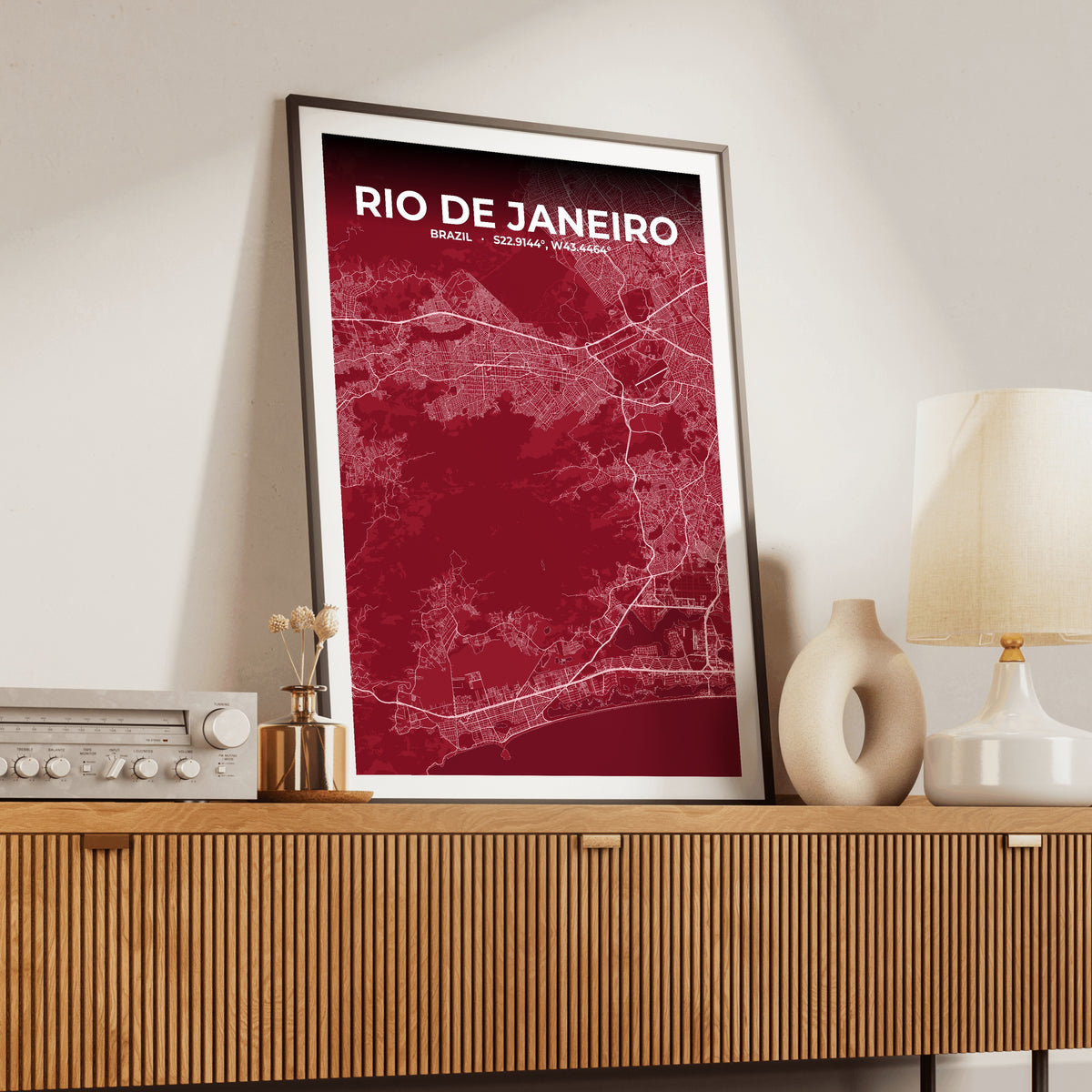 Rio de Janeiro Garnet Map Poster