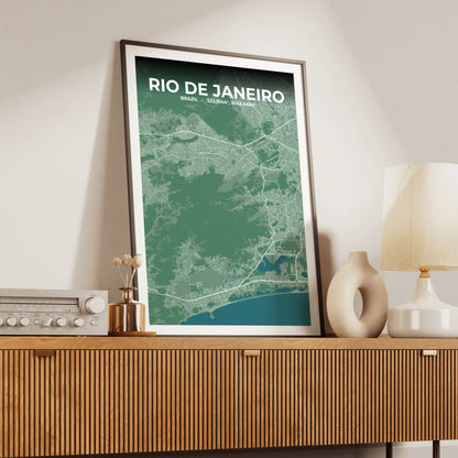 Rio de Janeiro Mist Map Poster