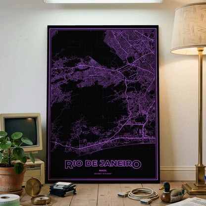 Rio de Janeiro Phosphor Map Poster - EGA Violet