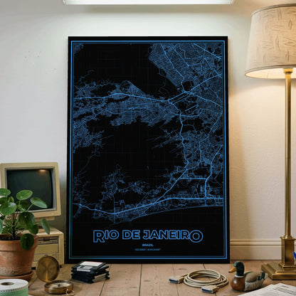 Rio de Janeiro Phosphor Map Poster - IBM Blue