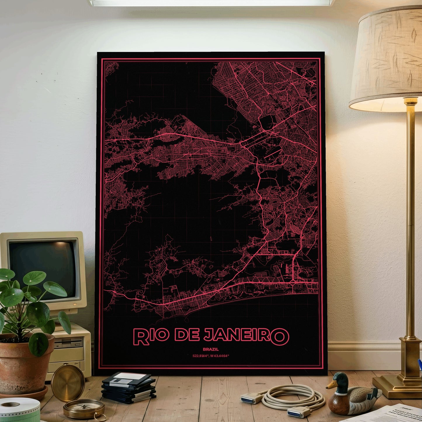 Rio de Janeiro Phosphor Map Poster - System Alert