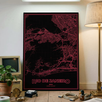 Rio de Janeiro Phosphor Map Poster - System Alert