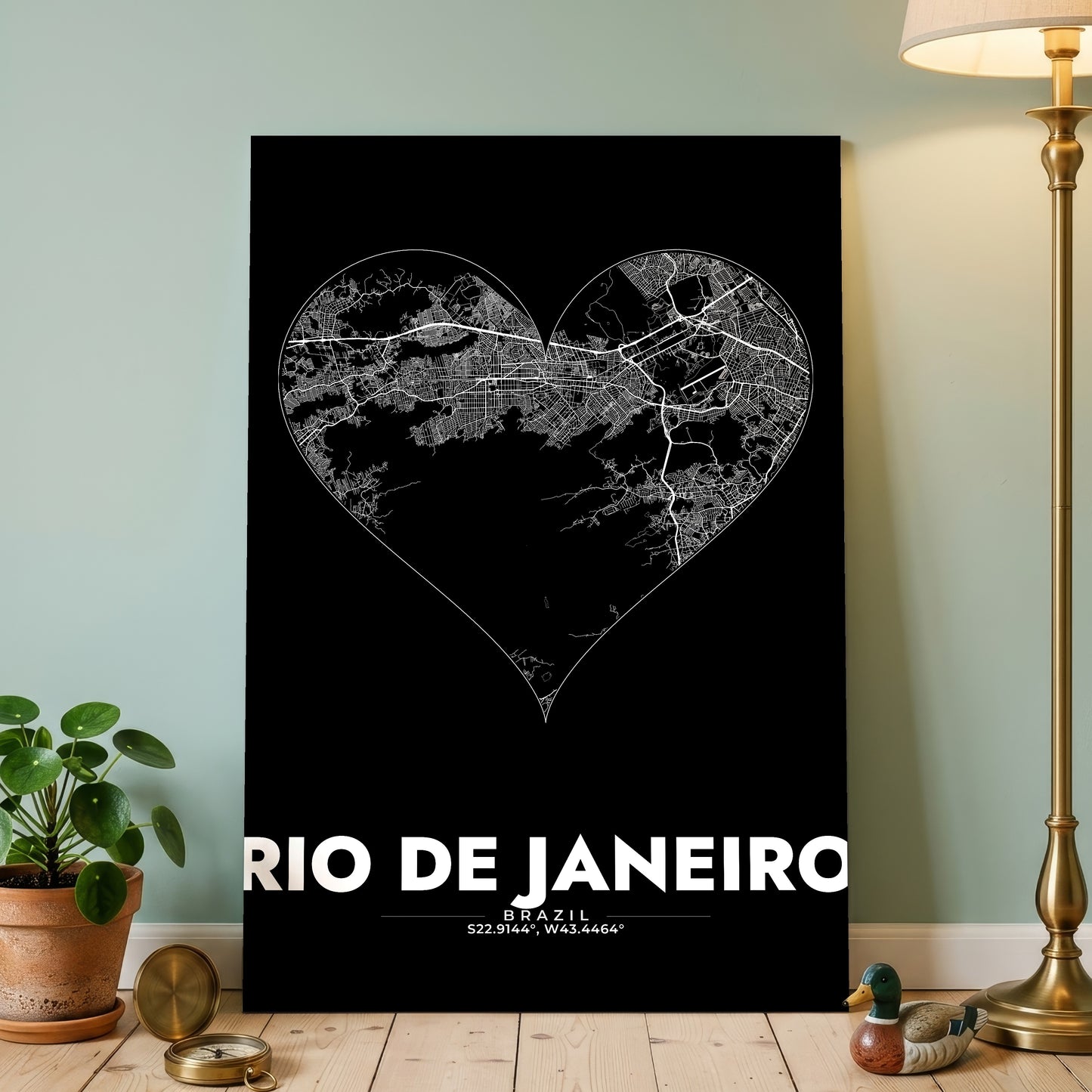 Rio de Janeiro Heart Map Poster