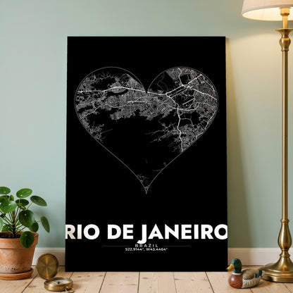 Rio de Janeiro Heart Map Poster