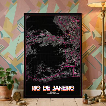 Rio de Janeiro Retro Map Poster