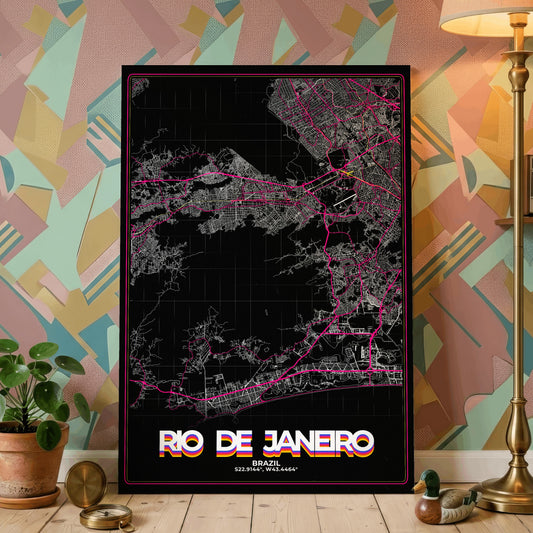 Rio de Janeiro Retro Map Poster