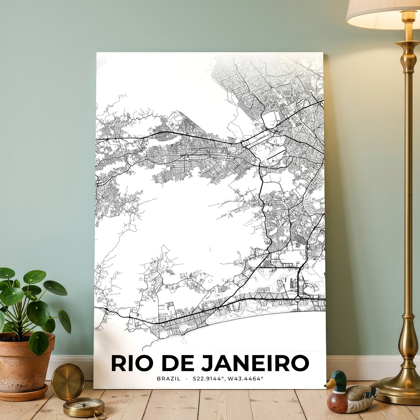 Rio de Janeiro Elegant Map Poster