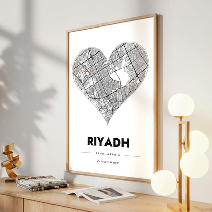 Riyadh Heart Map Poster