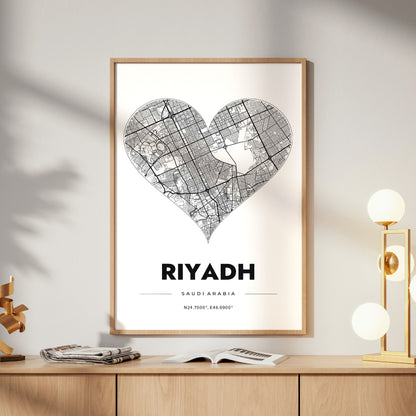 Riyadh Heart Map Poster