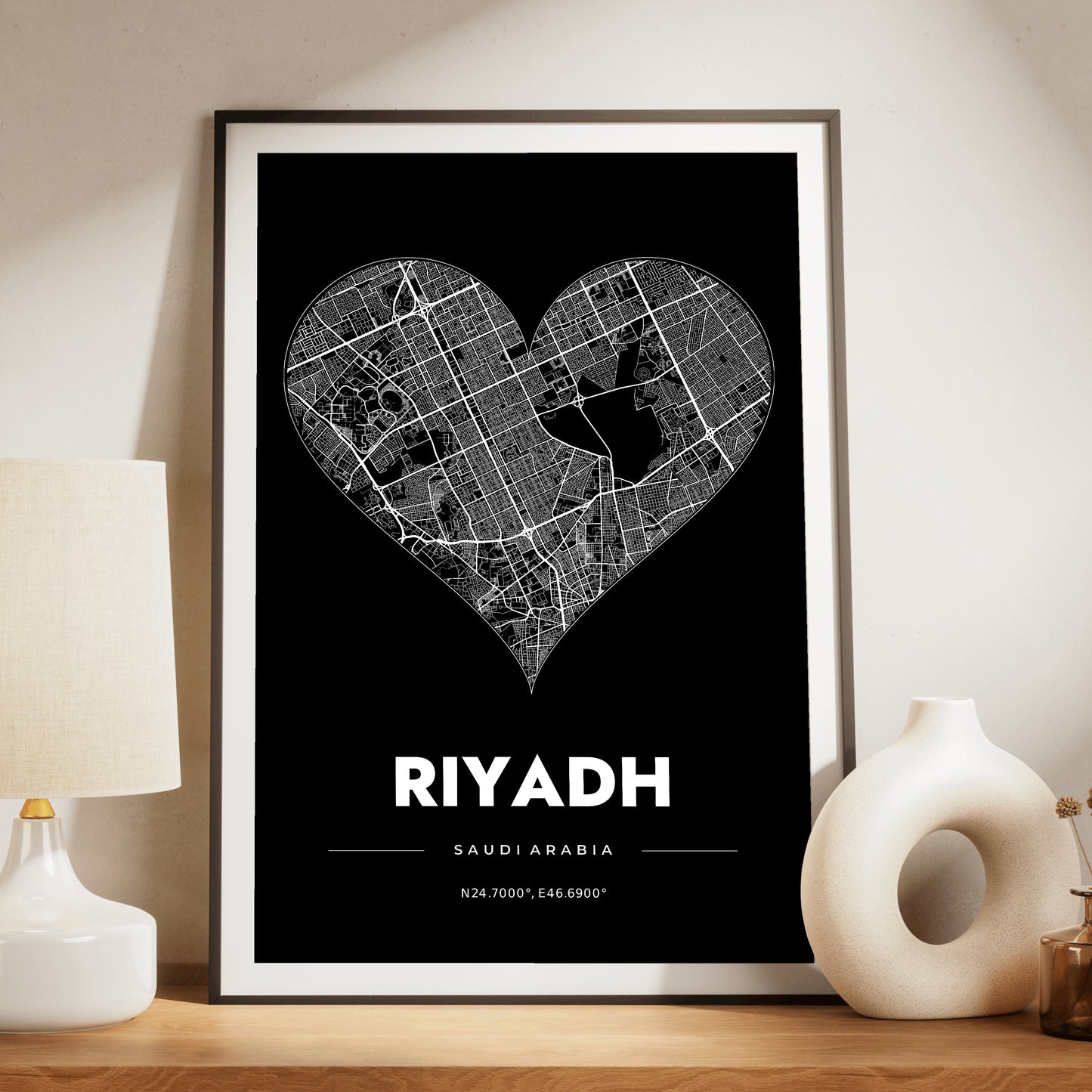 Riyadh Heart Map Poster