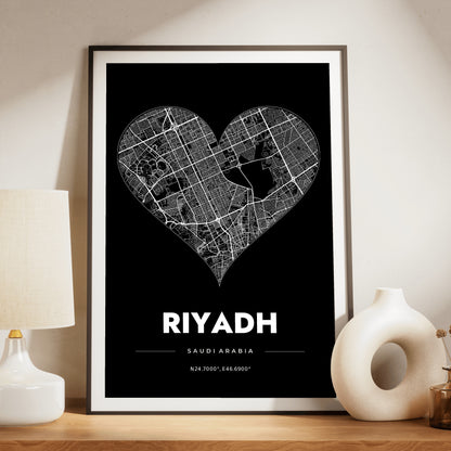 Riyadh Heart Map Poster