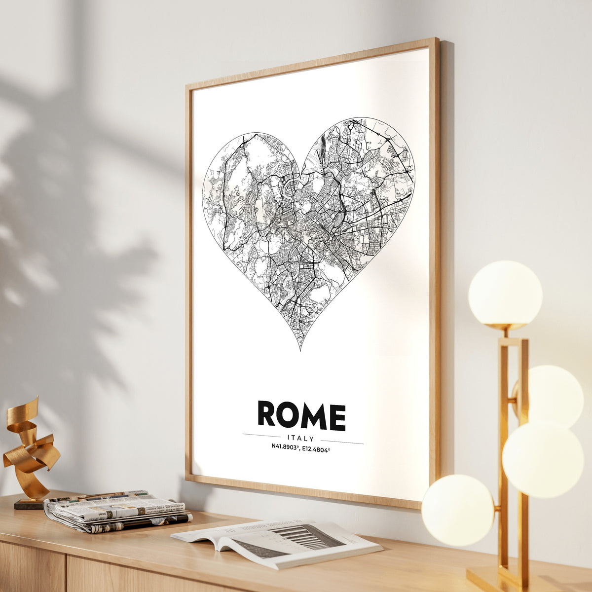 Rome Heart Map Poster