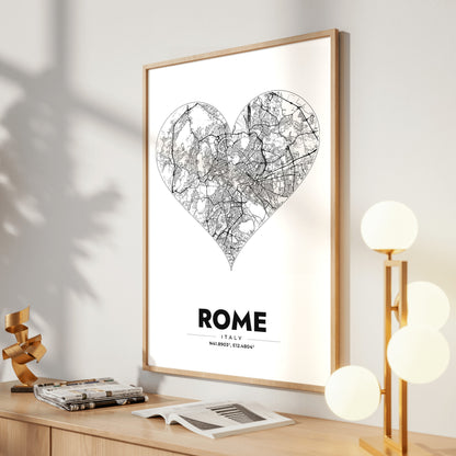 Rome Heart Map Poster
