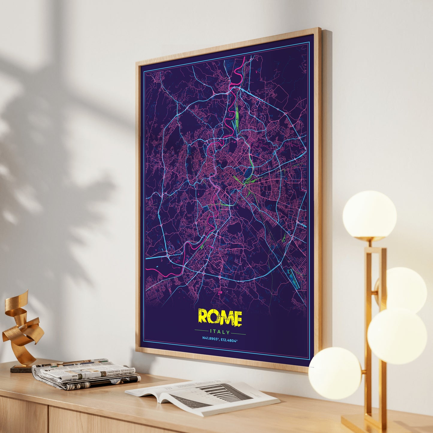 Rome Cyberpunk Map Poster