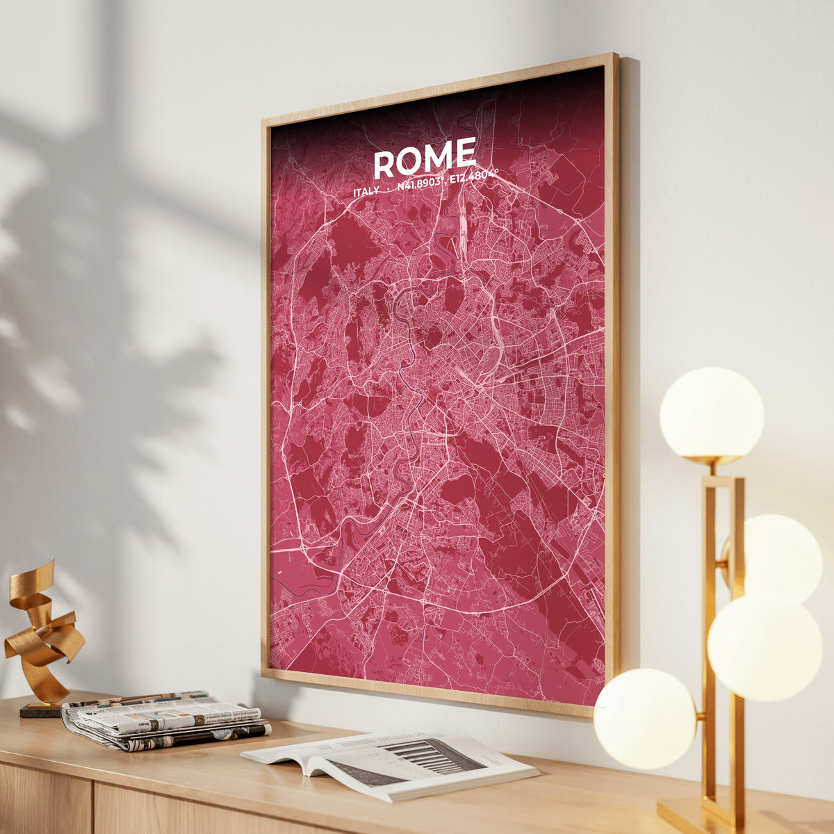 Rome Scarlet Map Poster